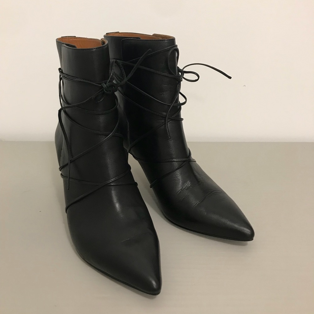 Leather lace up booties